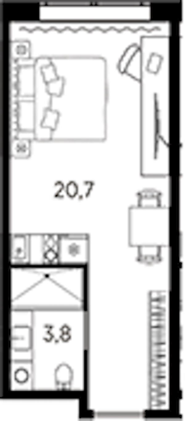 Квартира студия 24.5 м², 2/13 эт., ЖК «AVENIR Industrial»